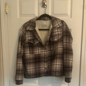 Lucky Brand Brown and White Teddy Jacket
